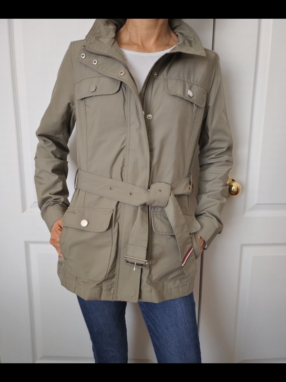 Tommy Hilfiger Women's Utility Belted Jacket, Waterproof